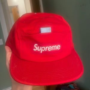 Supreme Reflective Tab Pocket Camp Cap Red hat
